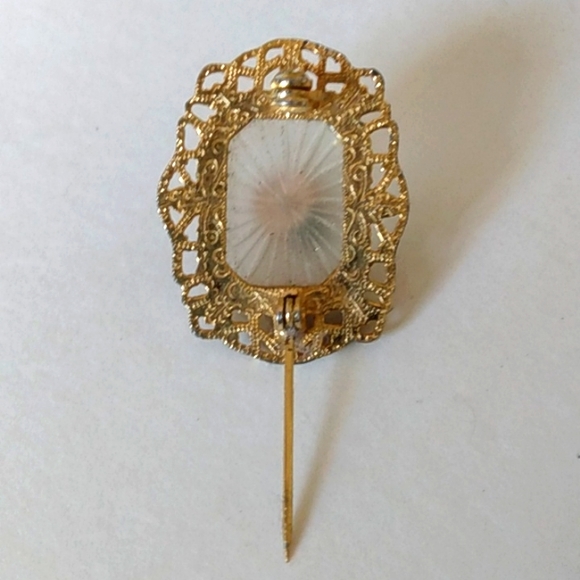 1928 Pendant Gold Filigree Rose Bud - Picture 4 of 4